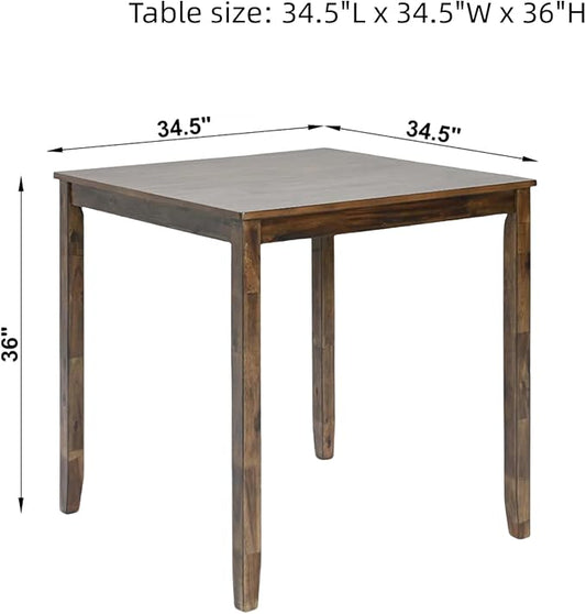 Dining Table for 4, Wooden Rectangular Kitchen Table with Natural Woodgrain Finish, 36" H MDF Modern Dining Table with Solid Wood Tapered Legs and Rounded Corners, Easy Assembly, Walnut