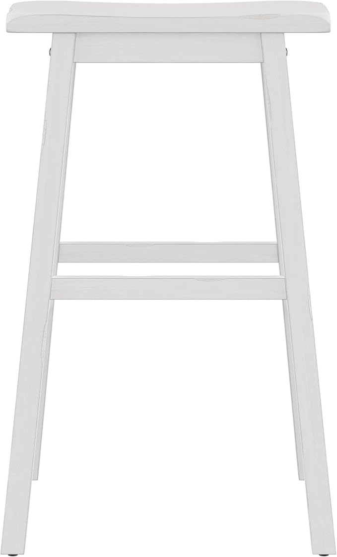 Hillsdale Moreno Wood Backless Bar Height Stool, 29" High, Sea White
