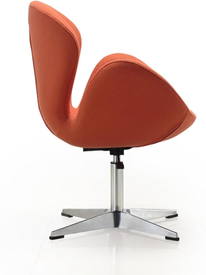 Manhattan Comfort Raspberry Adjustable Swivel Accent Chair Set of 2 with 360° Turn, Polished Chrome Base, Modern Retro Design, Ideal for Living Room and Home Office, Orange Wool Blend