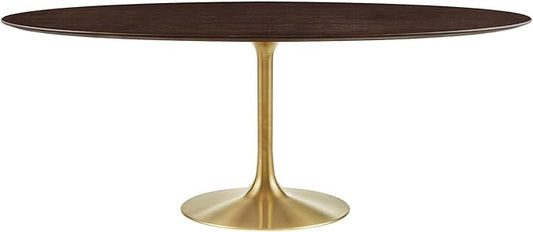 Modway Lippa Dining Table, 78", Gold Cherry Walnut