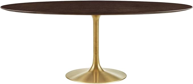 Modway Lippa Dining Table, 78", Gold Cherry Walnut