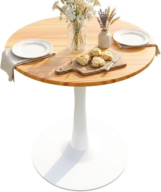 23.62" Small Round Dining Table for 2 – Durable & Well-Made Tulip Table with Sturdy Metal Frame, Compact 2-Seater Kitchen or Dining Room Table for Small Spaces, Apartments, Café, Restaurant, Office
