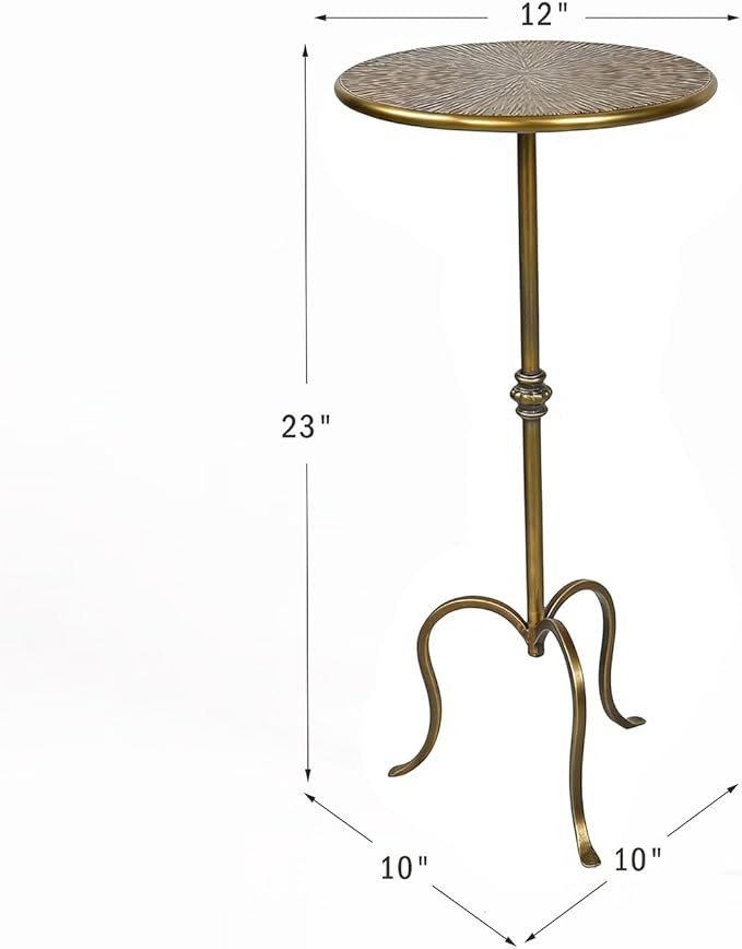 Metal Side Table, Martini Style Coffee Table Vintage Small Round Aceent Table 23inch for Living Room Bedroom Antique