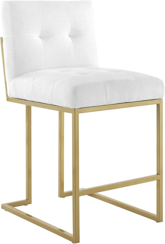Modway EEI-3852 Privy Stainless Steel Upholstered Fabric Counter Stool, Gold White