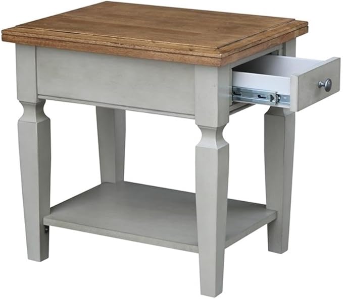 IC INTERNATIONAL CONCEPTS Vista End Table Distressed Hickory/Stone Finish
