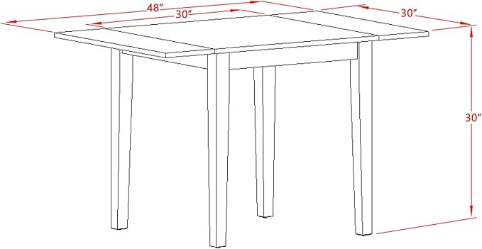 East West Furniture NDNO3-LWH-W 3 Piece Dining Room Table Set Contains a Rectangle Kitchen Table with Dropleaf and 2 Dining Chairs, 30x48 Inch, Linen White