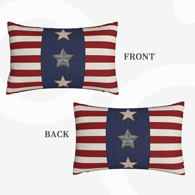 BETGINY 4th of July Pillow Covers 12x20 Set of 2, American Flag Stars and Stripes Freedom Throw Pillow Covers Linen Farmhouse Liberty Patriotic Independence Day for Couch Sofa Home Outdoor Decor