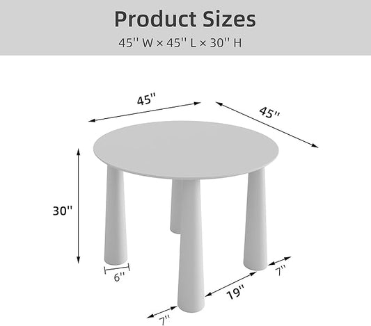 Casaphoria 45" Round Dining Table, Kitchen Table for 6 with Arc-Shaped Edge Top and Cylindrical Legs, Easy Assembly for Living Room, Dining Room, Walnut