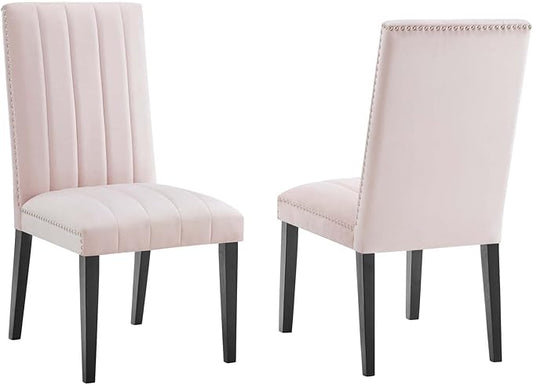 Modway EEI-5081-PNK Catalyst Performance Velvet Dining Side Chairs - Set of 2, Pink