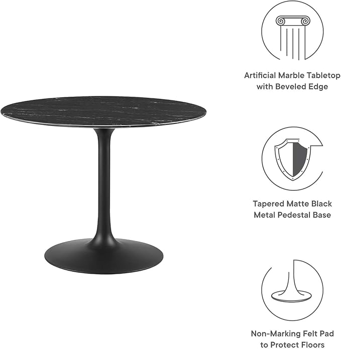 Modway Lippa Dining Table, 40", Black Black