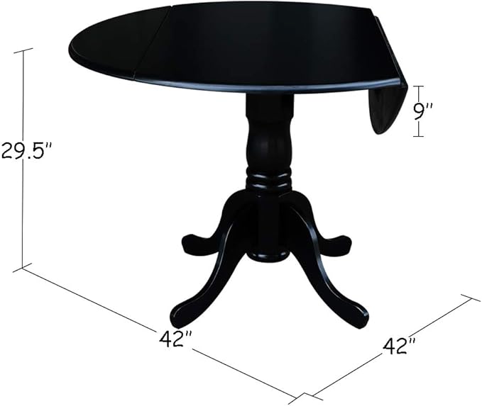International Concepts 42" Dual Drop Leaf 2 San Remo Chairs Dining Table, Black