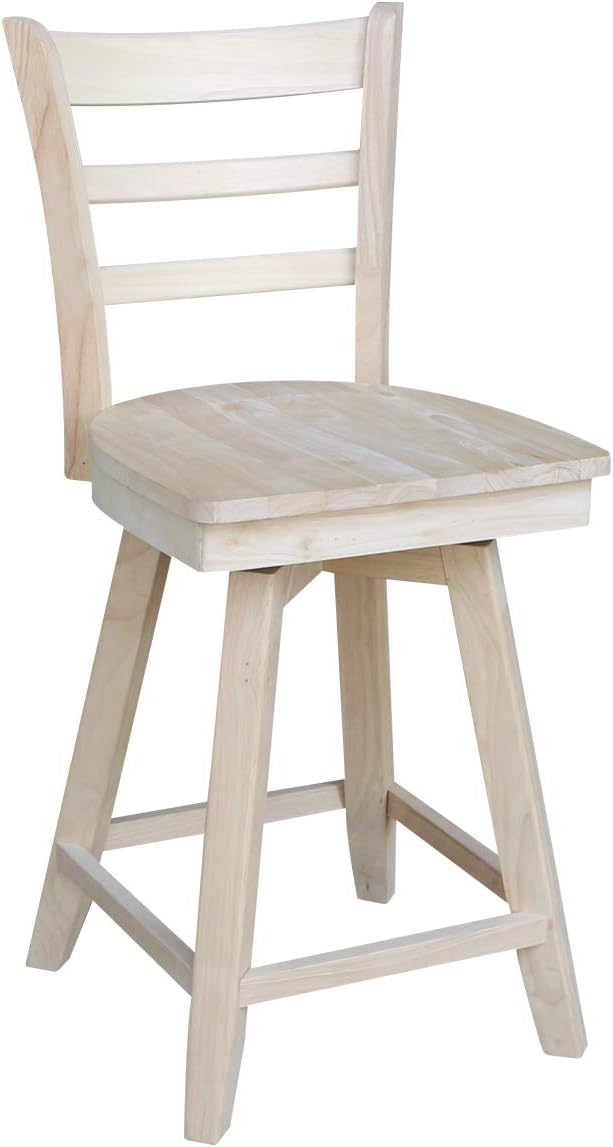 International Concepts Emily Counterheight Stool-24 Seat Height-with Swivel and Auto Return Dining Chairs, Unfinished