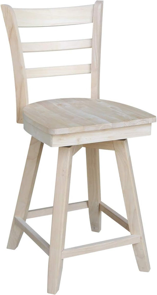 International Concepts Emily Counterheight Stool-24 Seat Height-with Swivel and Auto Return Dining Chairs, Unfinished