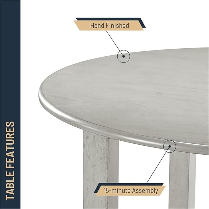 New Classic Furniture Pascal 47" Round Dining Table, Driftwood Gray
