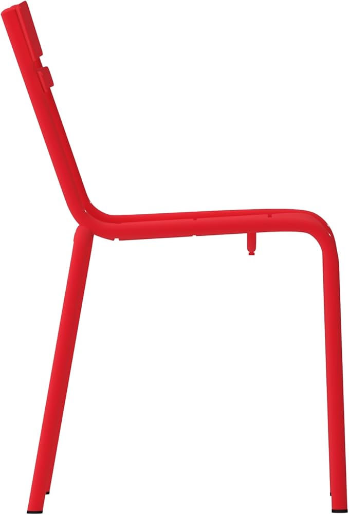 Flash Furniture Nash Commercial Grade Steel Stack Chair, Indoor-Outdoor Armless Chair with 2 Slat Back, Set of 4, Red