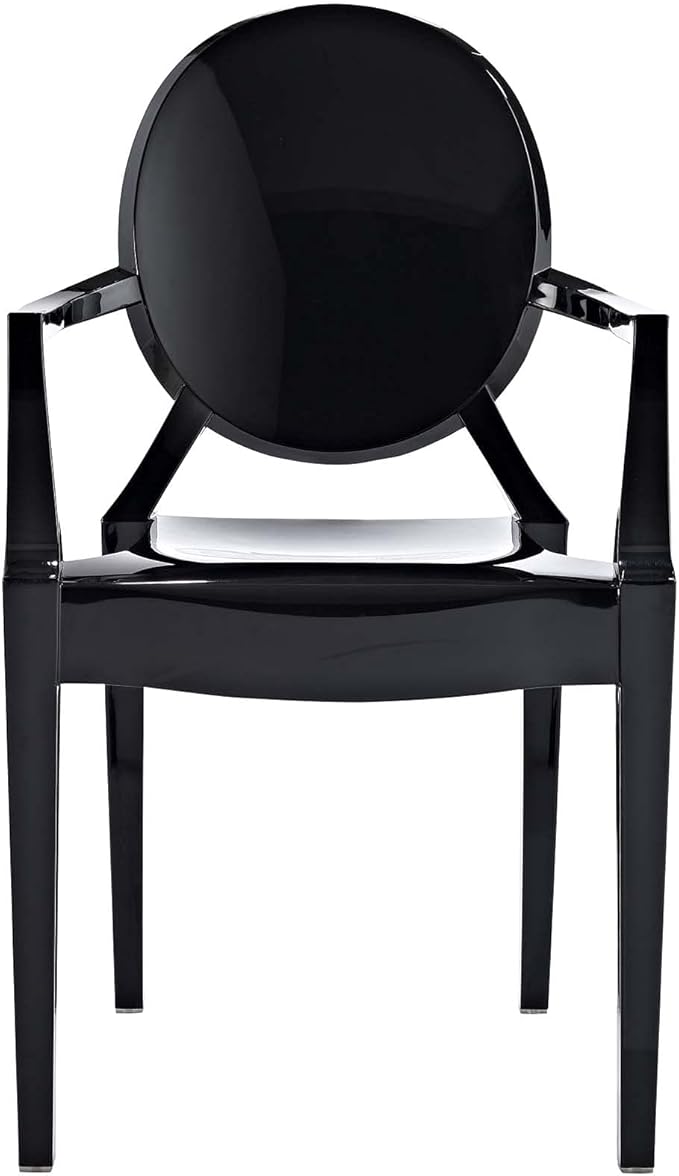 Modway Casper Modern Acrylic Stacking Kitchen and Dining Room Arm Chair in Black - Fully Assembled