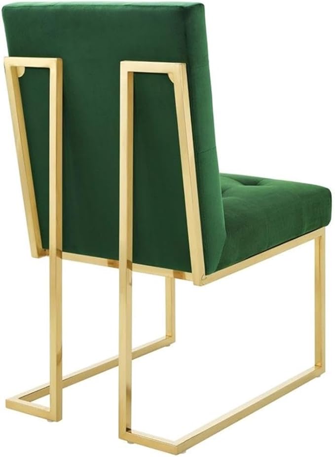 Modway Privy Performance Velvet Gold Stainless Steel Dining Chair in Gold Emerald