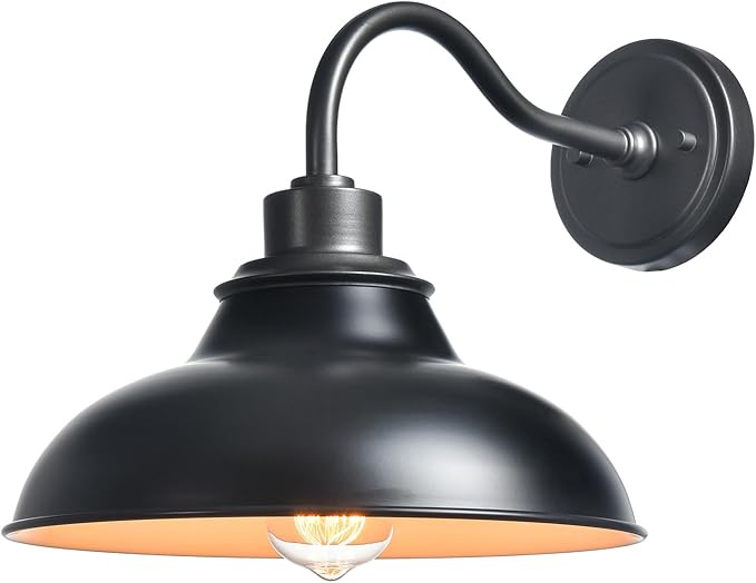 HYDELITE Black Wall Sconce Farmhouse Wall Light Modern Sconces Wall Lighting for Bedroom Living Room Kitchen Hallway Indoor Gooseneck Barn Light