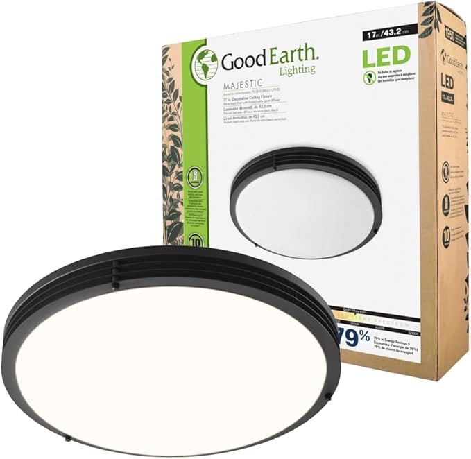 Good Earth Lighting Majestic 17-in Ceiling Fixture, 1950 Lumens, Dimmable, Matte Grey