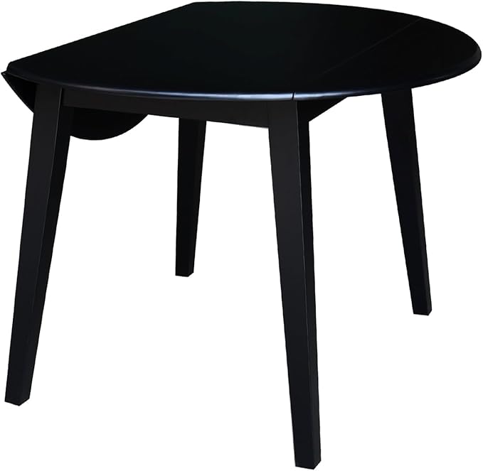 IC INTERNATIONAL CONCEPTS 42" Round Solid Wood Dual Drop Leaf Table in Black