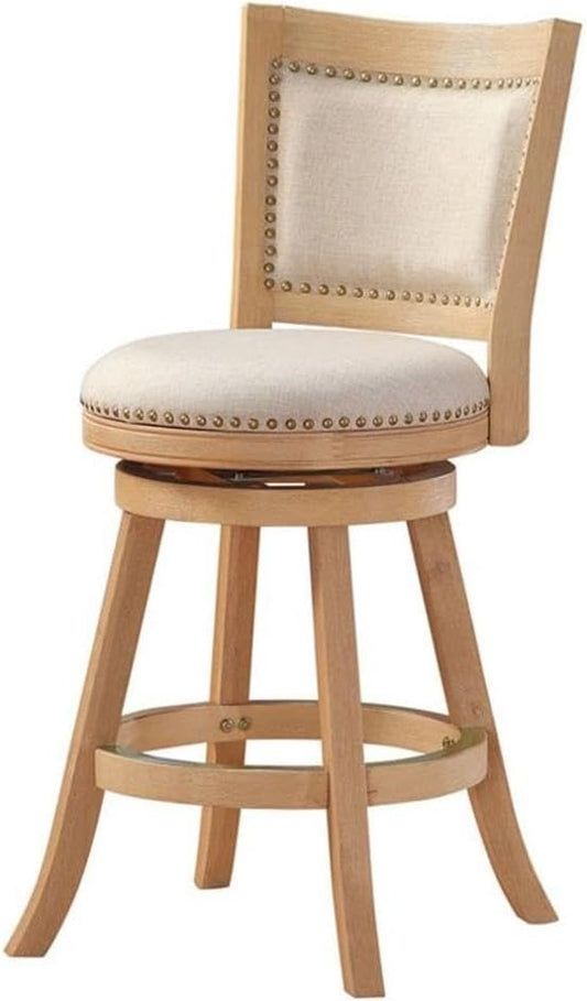 Boraam Melrose Ivory Fabric Swivel Wood Counter Stool - Creme Wire-Brush