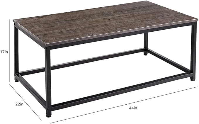 AZL1 Life Concept Coffee Table with Metal Frame,Clean, contemporary design meets rustic industrial style，for living room, office, Dark Brown/Black