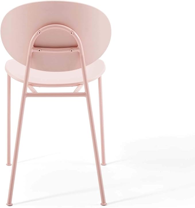 Modway Palette Modern Molded Plastic Accent Dining Chair in Pink - Set of 2 - Comes Fully Assembled
