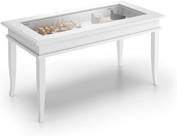 Mobili Fiver, Classico Coffee Table, Matt White, Melamine-Finished/Glass, Modern Coffee Table, Italian Furniture