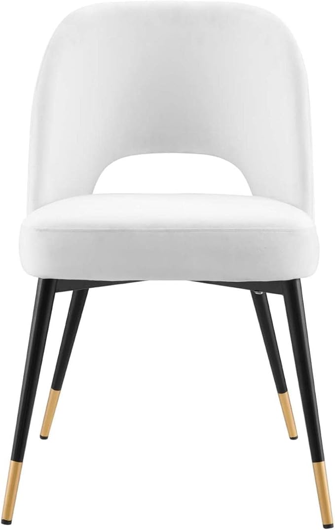 Modway Rouse Performance Velvet Dining Side Chair in White 23 x 20 x 32