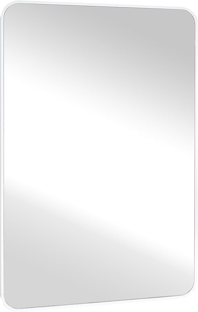 White Bathroom Mirror24x36 Inch, Rectangle Mirrors for Wall with Tempered Glass for Bedroom Living Room or Entryway (Horizontal/Vertical Hanging)