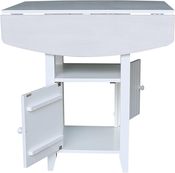 IC INTERNATIONAL CONCEPTS Dual Drop Leaf White Wood Bistro Table Counter Height with Storage