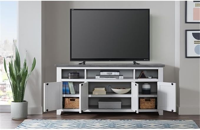 Martin Svensson Home Foundry 65" TV Stand, White Stain with Grey Top