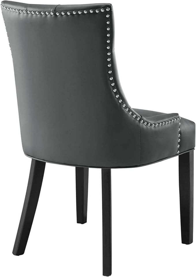 Regent Tufted Vegan Leather Dining Chair in Gray
