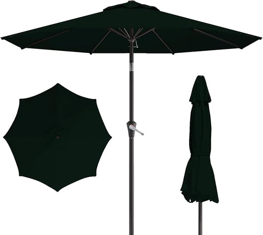 10FT Patio Umbrella, Outdoor Umbrella with Push Button Tilt and Crank, 8 Sturdy Ribs, UV Protection & Waterproof Market Umbrella for Pool, Backyard, Beach,Deck (Black)