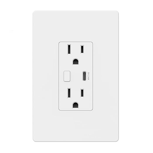 BN-LINK Smart Electrical Outlet with 2 Controlled Plugs and Type-C Charging, in-Wall Smart Wi-Fi Outlet with Voice and APP Remote Control, Compatible with Alexa and Google Assistant, 2.4GHz Wi-Fi Only