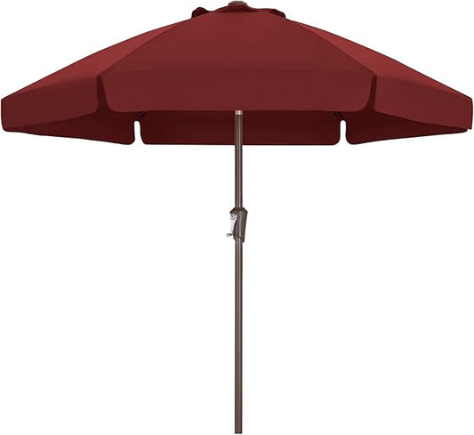 ABCCANOPY 7.5ft Scalloped Patio Umbrella, Outdoor Table Umbrella with Tilt and Crank, Fiberglass Ribs Deck Umbrella for Patio, Pool, Garden, Picnic (Burgundy)