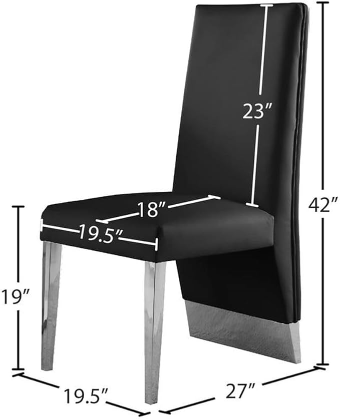 Meridian Furniture Porsha 19" H Black Vegan Leather Dining Chair (Set of 2)