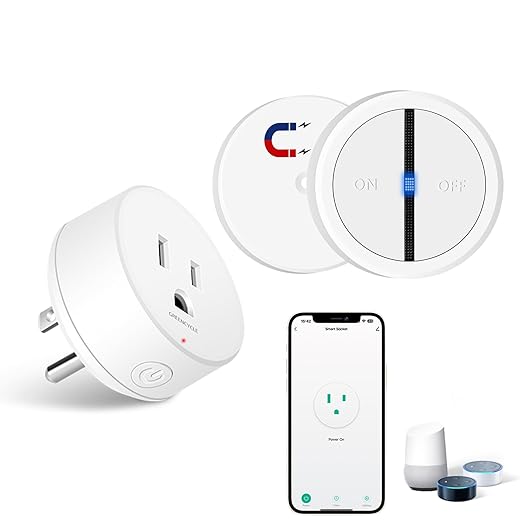 Greencycle Smart Wireless Remote Control Outlet Plug,WiFi Outlets for Household,On Off Smart Outlets Switch Compatible with Tuya,Alexa and Google Assistant,Timer Outlet,No Wiring,White