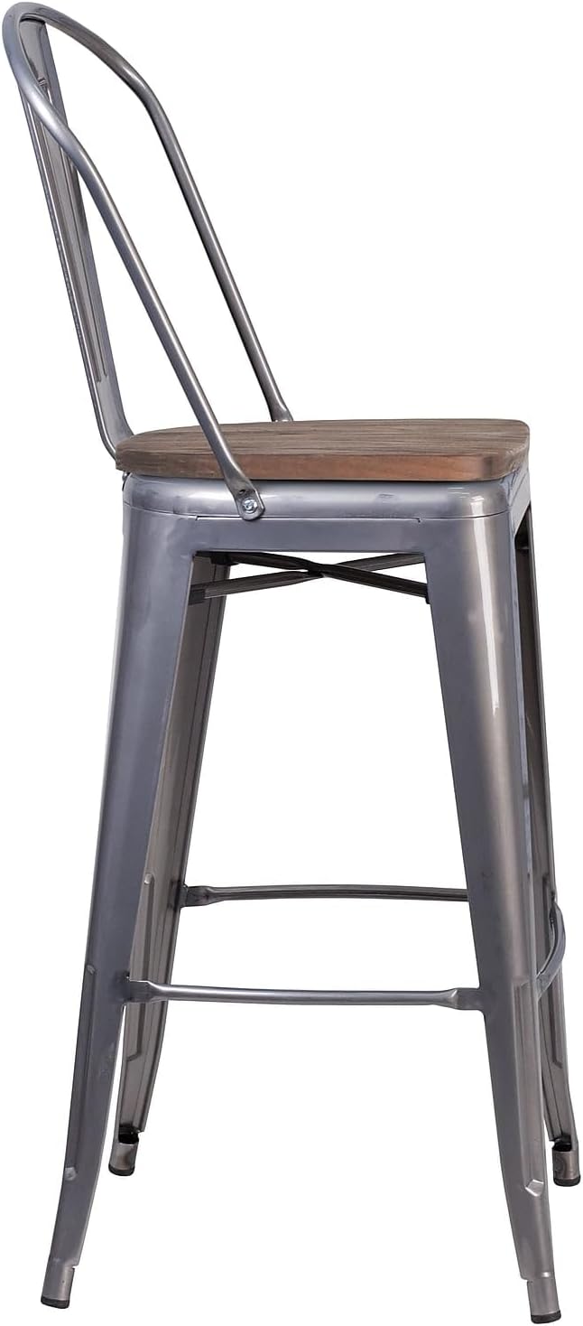 Flash Furniture Commercial Grade 30" High Black Metal Indoor-Outdoor Barstool with Removable Back