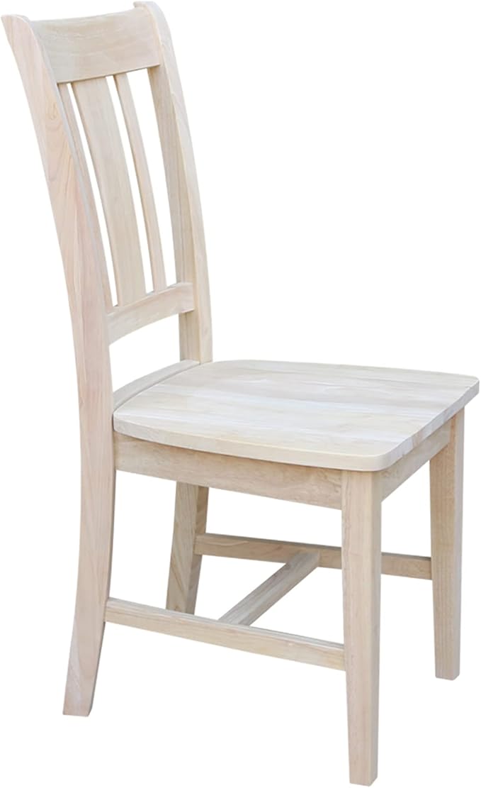 International Concepts San Remo Slat Back Chairs, Solid Parawood, Unfinished (Set of 2)