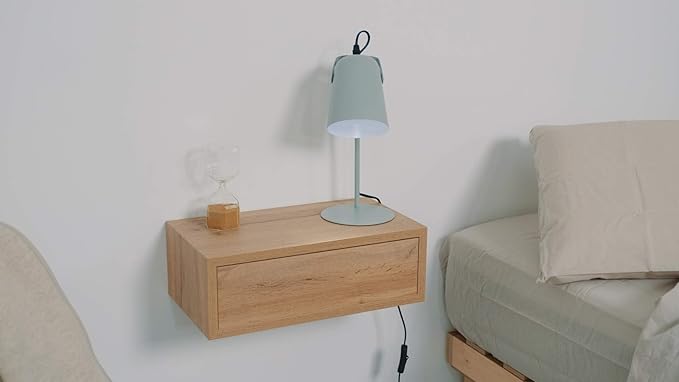 Mobili Fiver, Riccardo Floating nightstand, Ashwood Black, 17.7" x 9.8" x 6.1 ", Melamine-Finished, Modern Bedside Table, End Table, Italian Furniture