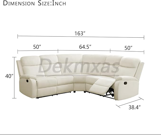 Living Room Furniture Set L-Shaped Sectional Sofa Fluff Fabric Recliner Adjustable Manual Sofa Set for Living Room, Office,Apartment,Rv Car（Off-White）