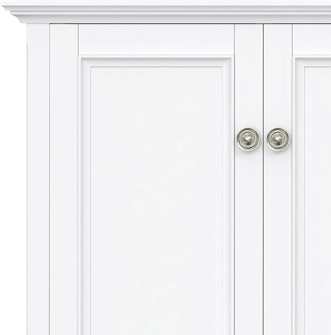 SIMPLIHOME Amherst Storage Cabinet - 66 inch Wide Solid Wood 4-Shelf Sideboard Cabinet in White, Transitional Buffet for Living Room or Dining Room with 4 Doors and Adjustable Shelves