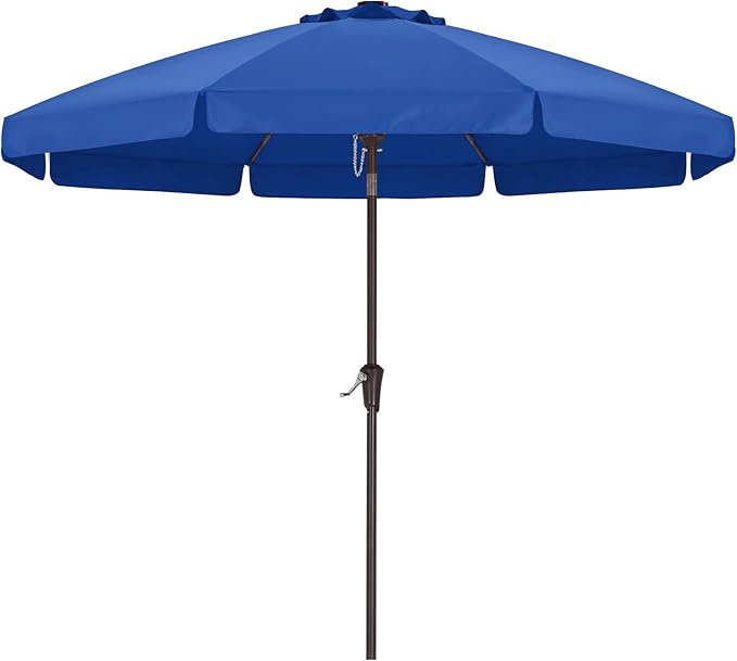 ABCCANOPY 9ft Scalloped Patio Umbrella, Outdoor Table Umbrella with Tilt and Crank, Fiberglass Ribs Deck Umbrella for Patio, Pool, Garden, Picnic (Blue)