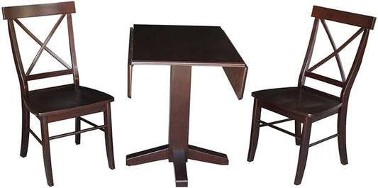IC INTERNATIONAL CONCEPTS 36" Square Dual Drop Leaf Table with 2 X-Back Chairs