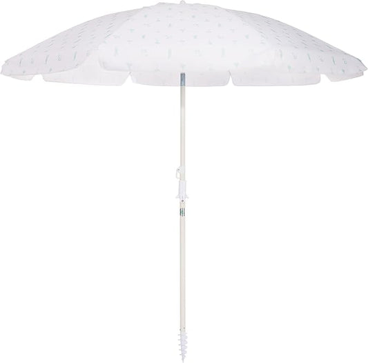 Business & Pleasure Co. Margaritaville Manana Umbrella - 6.5' Beach Umbrella Sand Anchor, 7' Tall Telescopic Aluminum Pole, UPF 50+