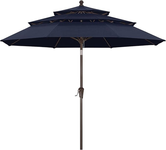 ABCCANOPY 5-Year 10-Year No Fading 9FT 3 Tiers Patio Umbrella, Outdoor Table Umbrella with 8 Sturdy Ribs for Deck, Backyard, Garden, Yard