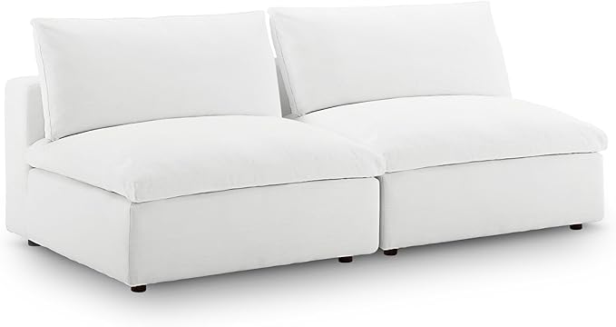 Modway Commix Upholstered Modular Armless Loveseat - Down-Filled Overstuffed Sectional Sofa - 2 Seater Couch - Armless Chairs Set for Contemporary Living Rooms