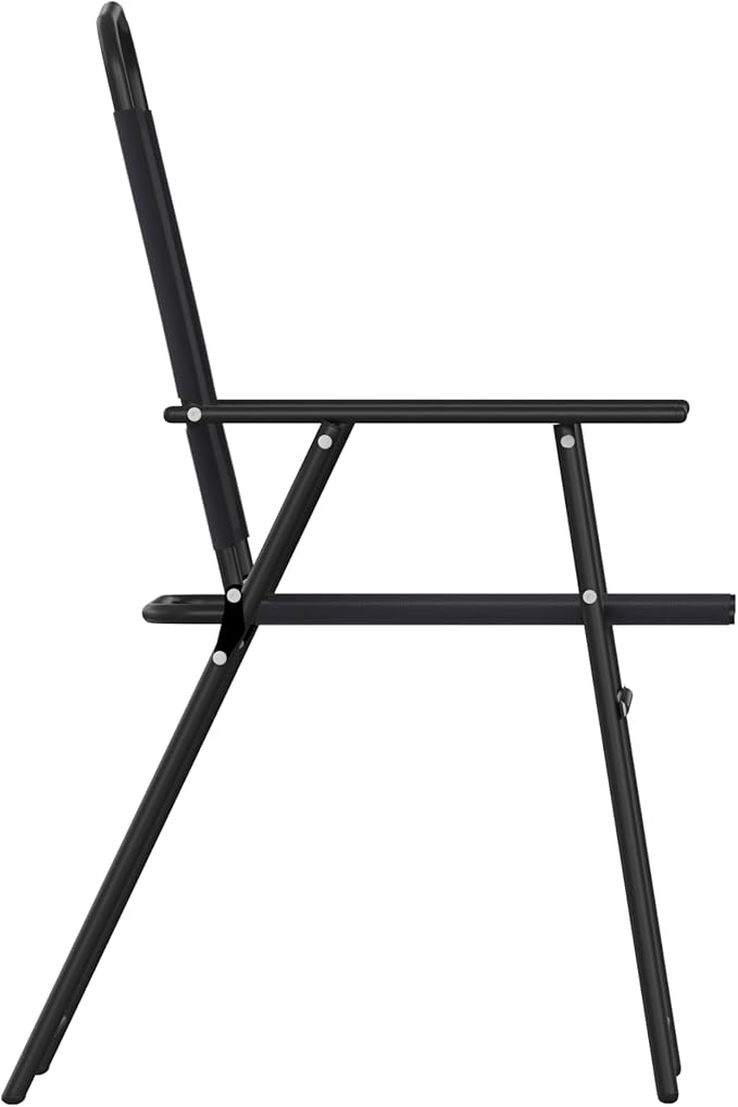 Flash Furniture Mystic Folding Patio Sling Chairs, Outdoor Textilene Lawn Chairs with Armrests, Set of 4, Black