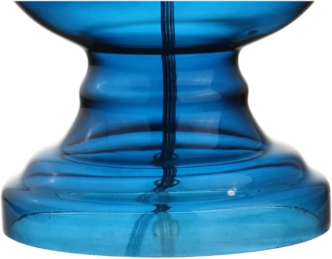 JONATHAN Y 28.5" Night Blue Glass Table Lamp Set of 2 for Living Room Bedroom Decor, Modern Bedside Lamps with White Linen Shade, LED Bulbs Included (JYL1061C-SET2)